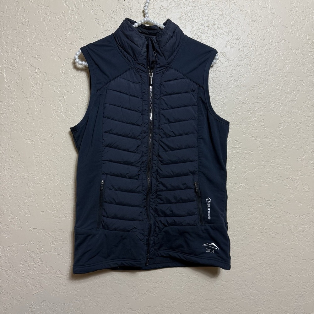Sunice Lizzie Quilted Thermal Vest Navy Black Casual Golf Athletic Medium